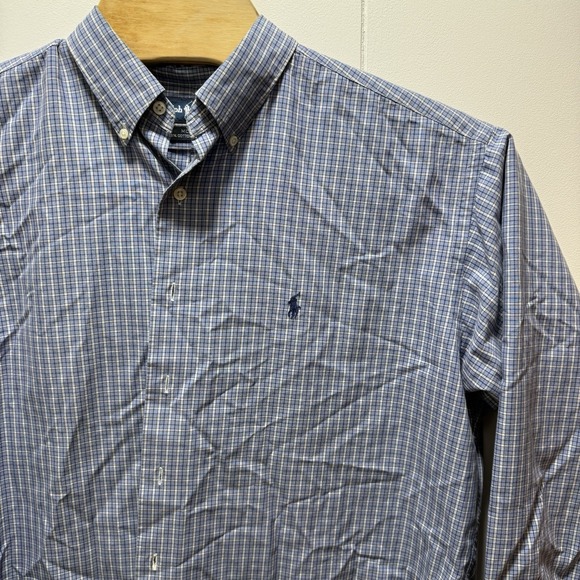 VTG Ralph Lauren MCMEEL Long Sleeve Men's Size XL Shirt Blue Plaid Performance - Picture 1 of 5